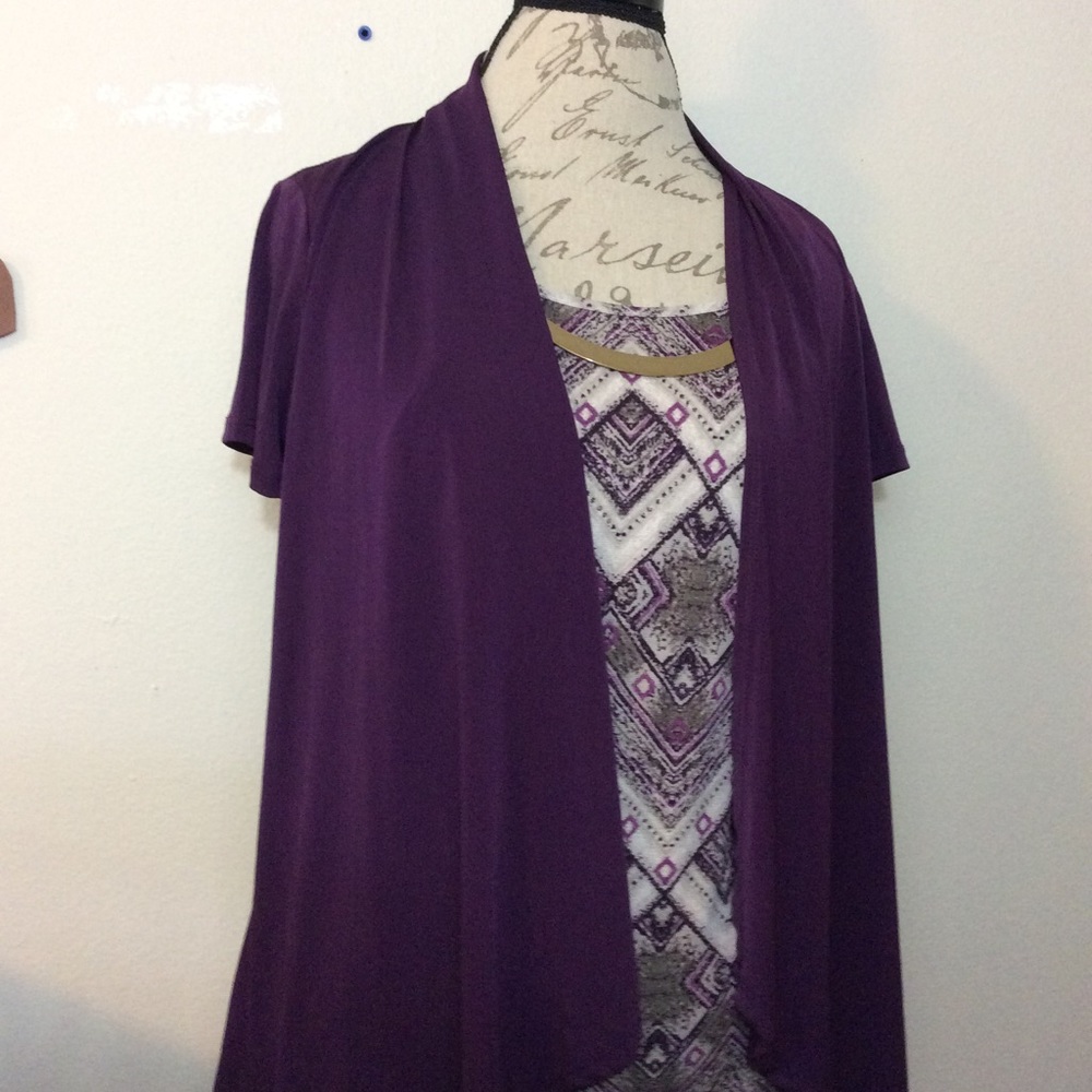 NWT NEW Naïf Faux Twinset Career Top Small Purple